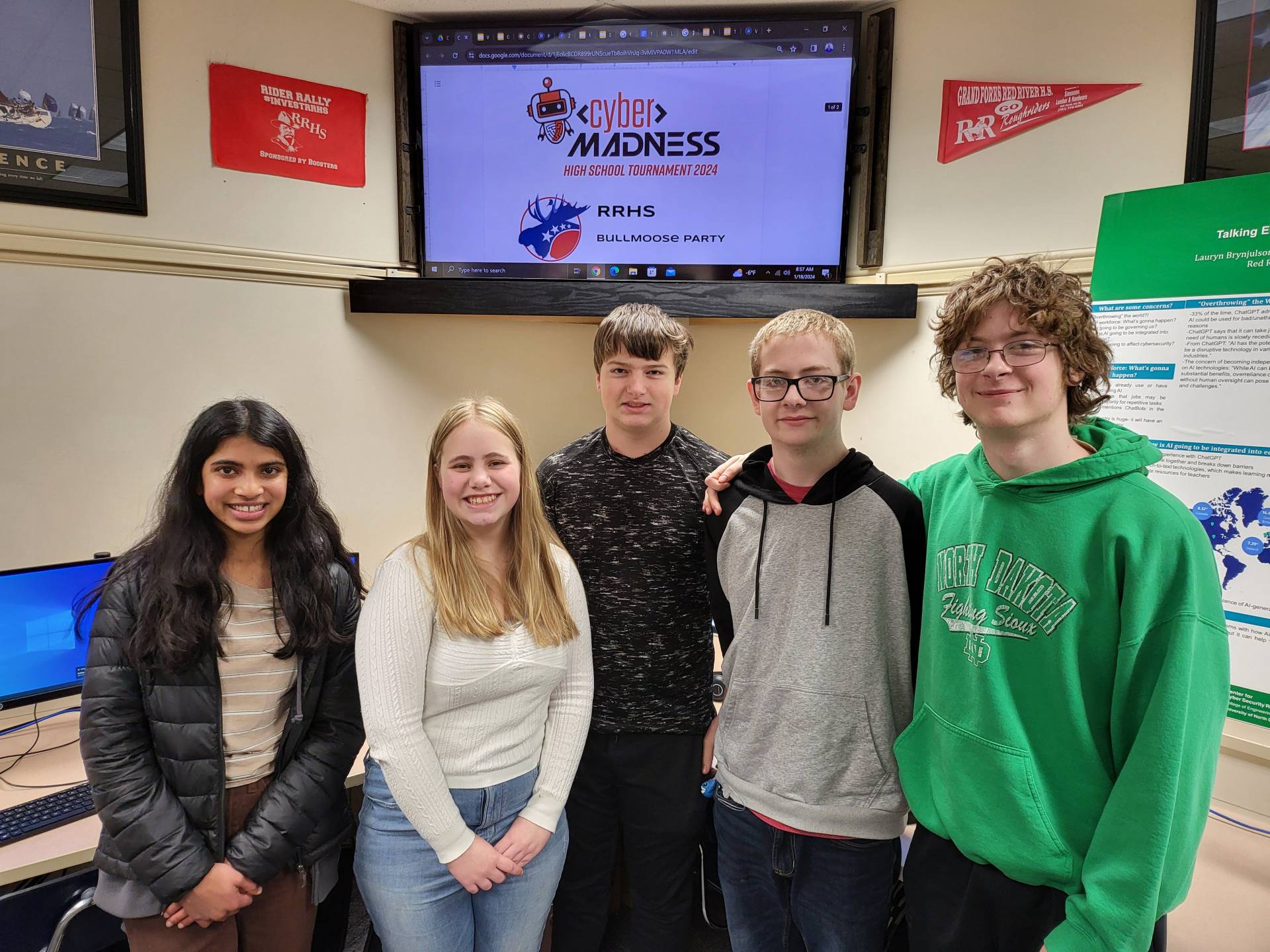 Red River High School Bull Moose Party team students posing for a team photo