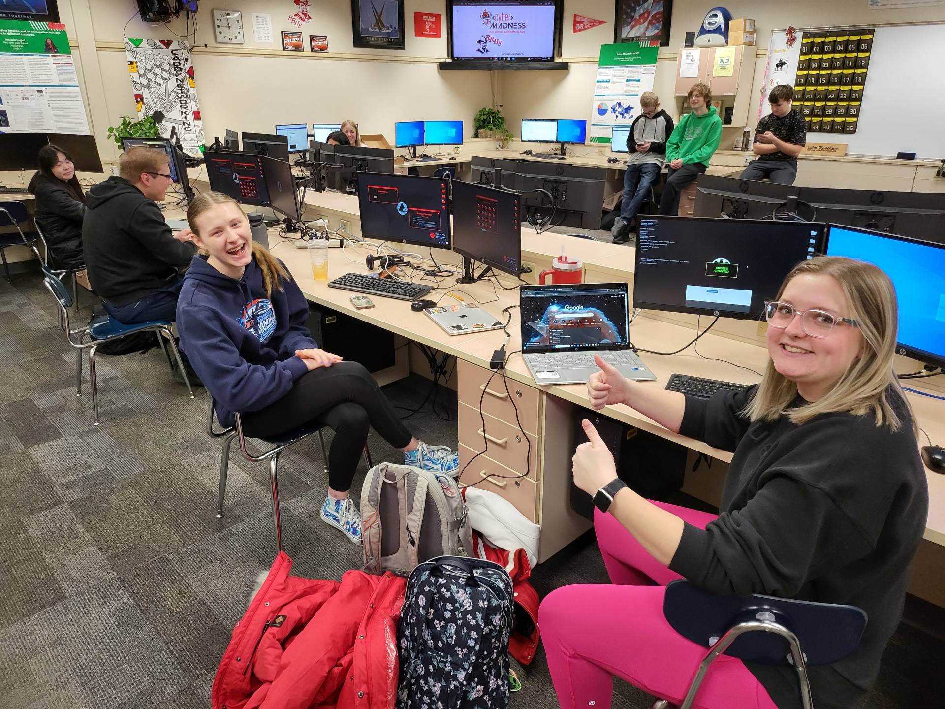 Red River High School Students participating in the virtual round of the tournament