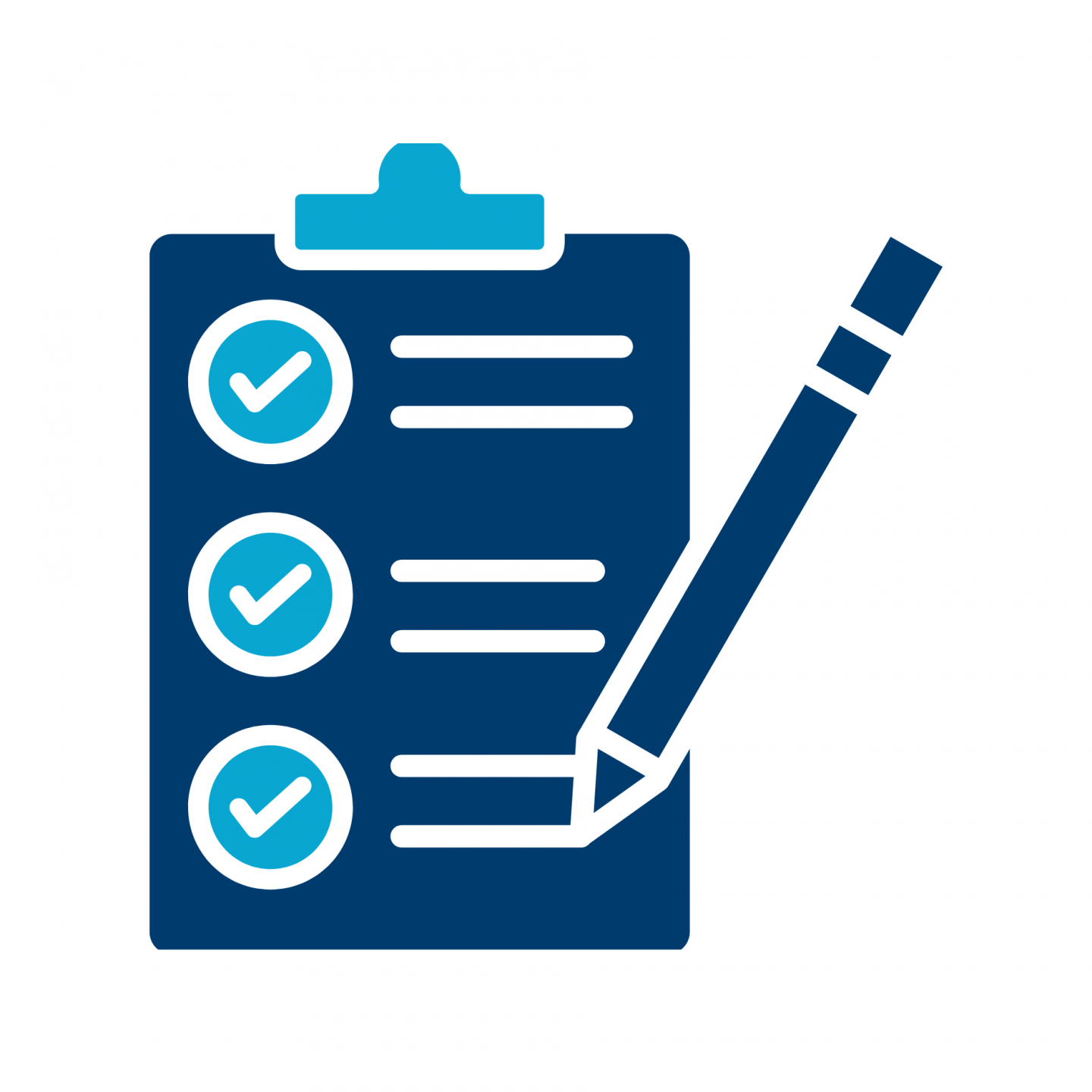 Illustration of a clipboard with a checklist and checkmarks, with a pencil beside it, representing completing a form or survey.