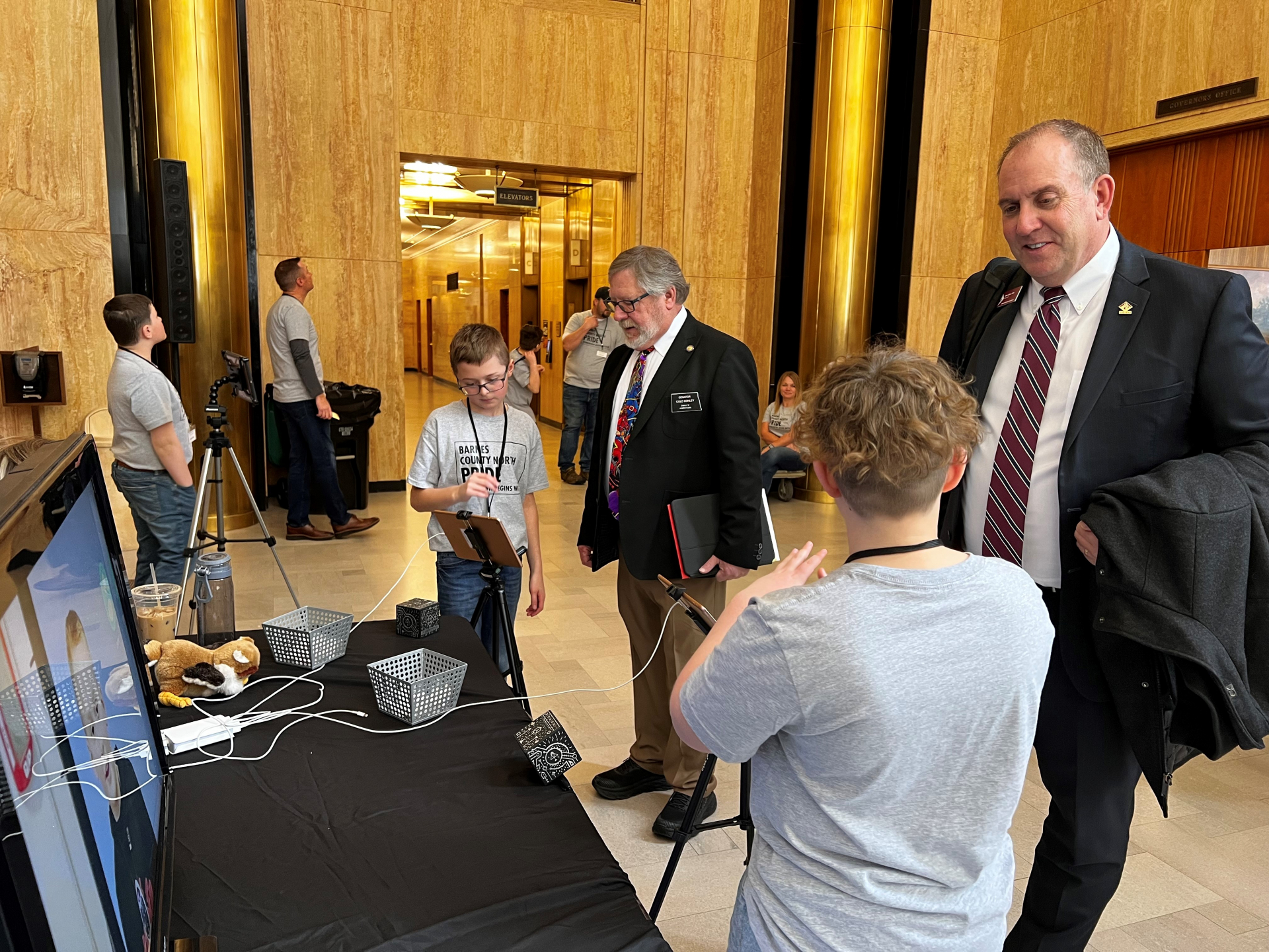 barnes county students presenting their innovative curriculum to state legislators